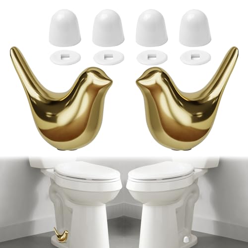 MENNTY Gold Bird Toilet Bolt Covers Set - Decorative Ceramic Bathroom Accessories
