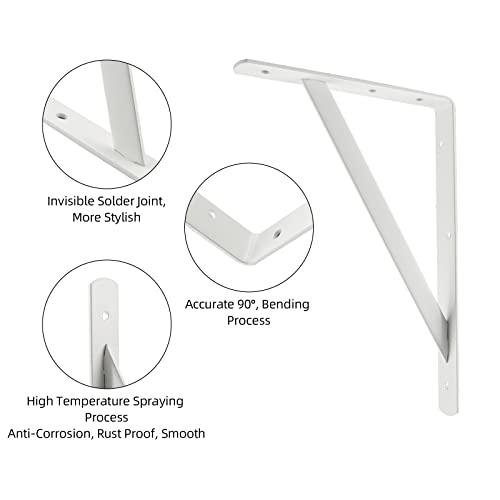 12 x 8 Inch Heavy Duty White Metal Shelf Brackets - 10 Pack by HOME MASTER HARDWARE