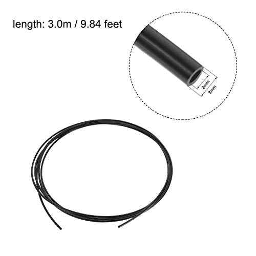 uxcell Nylon Line Hose Tube, 2mm(0.07") ID x 3mm(0.11") OD 3 Meter PA6 Nylon Tube Pneumatic Air Brake Tubing for Fluid Transfer Black