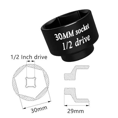 1/2 drive 30mm socket Impact removal axle nut 6 Point, for pulley and semi brake caliper retaining bolts Toyota 3VZ oil cooler Camry LE 4 cylinder the spark plug nuts Lawn Mower blades bolts