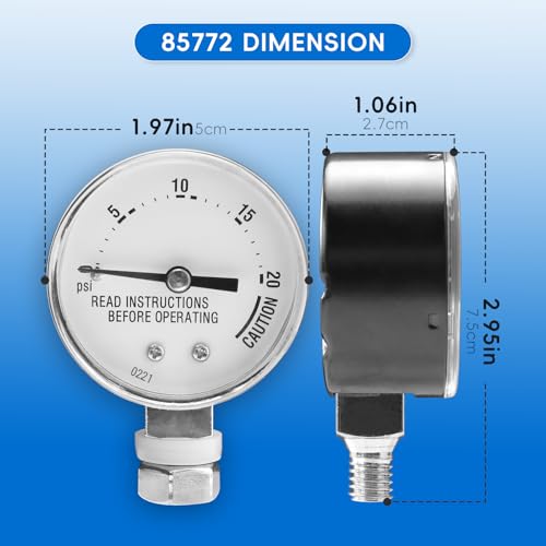 Pressure Cooker Gauge Replacement for Presto 85772 82237 82121 with 3/8" UNC Gasket, Washer & Nut