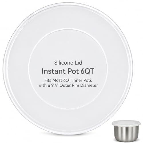 Yvlixyn Silicone Lid for Instant Pot 5–6 Qt, Airtight Food Storage with Hooks - Transparent White 6QT