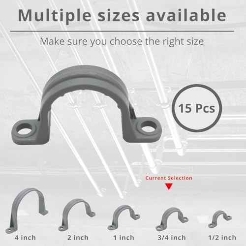 3/4 Inch 15pcs PVC Pipe Straps Reliable 2-Hole Plastic Conduit Clamps for Secure and Organized Mounting of PVC Pipes Conduits, and Cables UL Certified for Safety