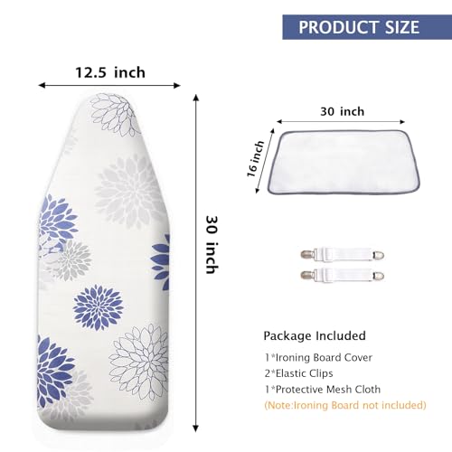 Dahlia 12.5"x32" Mini Ironing Board Cover and Pad (Fits 30"-32" Boards) - SheeChung