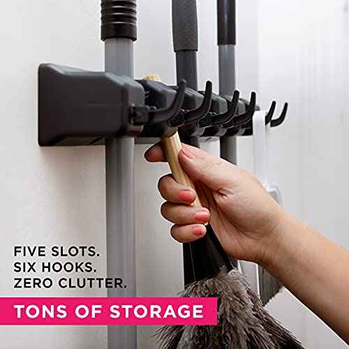 EXTRA GRIP Mop & Broom Holder Wall Mount - Wall Hanging Garden Tool & Utility Closet Organizer, Mop & Broom Hook, Broom Hanger Wall Mount, Mop Broom Organizer, Wall Mounted Broom Rack Mop Storage