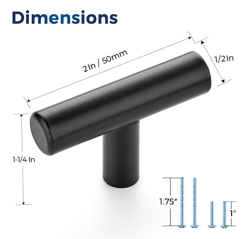JOY DECOR 30 Pack Black Cabinet Knobs - 2 Inch Single Hole Drawer Handles