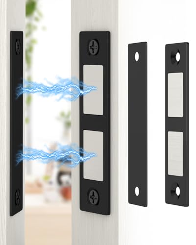 Jiayi 30Lb Magnetic Door Catch Set Black, Heavy Duty Cabinet & Drawer Latches, 2 Pack