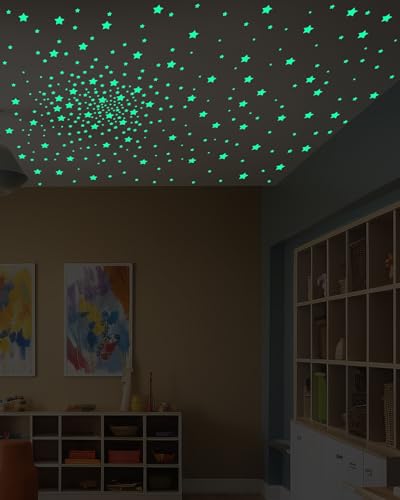 Green Glow in The Dark Stars Stickers for Boys Room Ceiling Decor - 200 Pieces