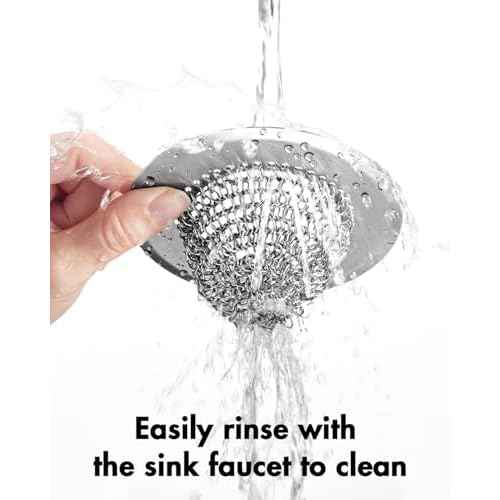Revolutionary Kitchen Sink Drain Strainer/Patented Reversible Chain Mesh, Effortless Cleaning & Debris Catcher, Large Capacity, No Clog, 304 Stainless Steel & Rust-Proof/Handmade