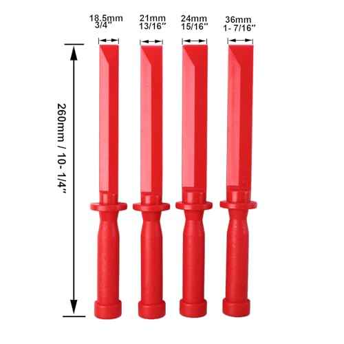 Plastic Razor Blade Scraper - 4-Piece Plastic Scraper Chisel Set, 3/4" to 1-1/2" Widths, Chemical Resistant No-Marring Tool for Adhesives and Paint Removal