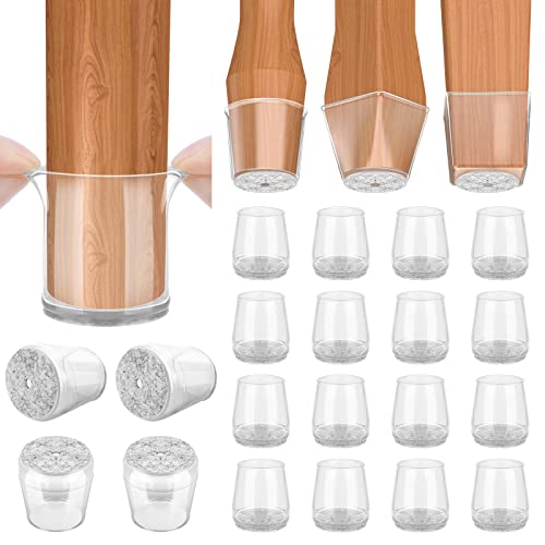 BALEINE 16PCS Clear Silicone Chair Leg Floor Protectors for Hardwood Floors