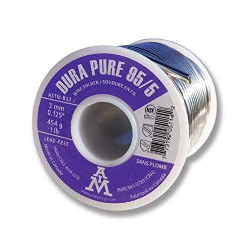 AIM Dura-Pure 95/5 Lead-Free 0.125inch Solid Solder Wire for Plumbing Repairs (454g / 16oz)