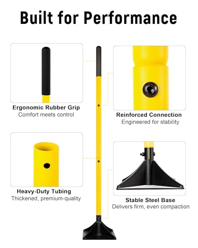 8x8 Steel Tamper with 48-Inch Handle Heavy Duty Soil & Asphalt Leveling Tool
