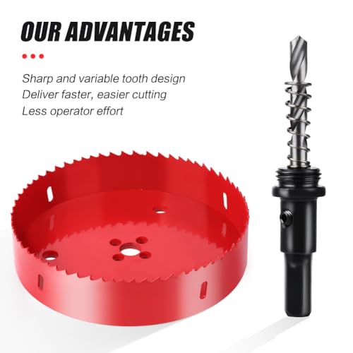 4 Inch Hole Saw,M42 HSS Bi-Metal Hole Cutter, Triangular Shank Hole Saw Drill Bit with Spring for Wood, Plywood, Plastic, Gypsum Board, Various Thin Metal Sheets