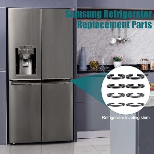 8pcs Refrigerator Door Hinge Shim Kit - Height Adjustment Spacers for Samsung (DA99-04158A / 3282540 / DA60-00314C / PS6448337) - Includes 4 Thicknesses - FOWSRHRG