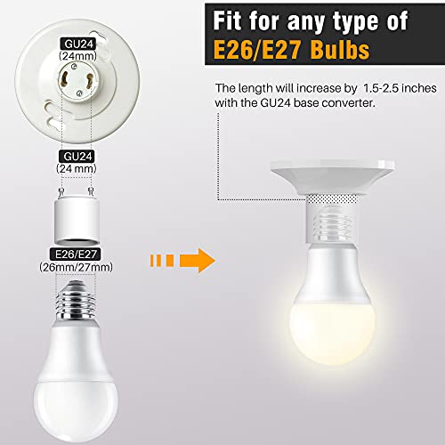 2 Pack JACKYLED GU24 to E26 Light Bulb Adapter - Up to 392°F Heat Resistant