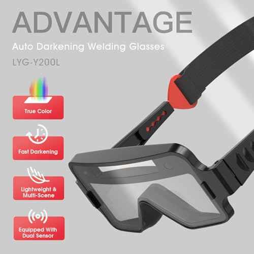 YESWELDER True Color Solar Powered Auto Darkening Welding Goggles, 2 Sensors Welder Glasses for TIG MIG MMA Plasma