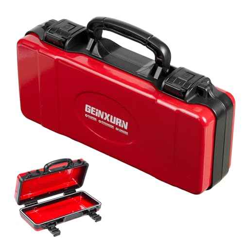 11¡±Red Tools Box, Portable Steel Heavy-duty Tool Case with Safety Latch and Handle for Tools Storage and Organizers, Home DIY