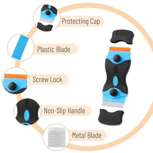 Bates- Razor Blade Scraper Set, 3 Pack, Razor Scraper Set with Extra 50 Plastic & 30 Metal Blades, Window Scraper Tool, Paint Scraper Tool