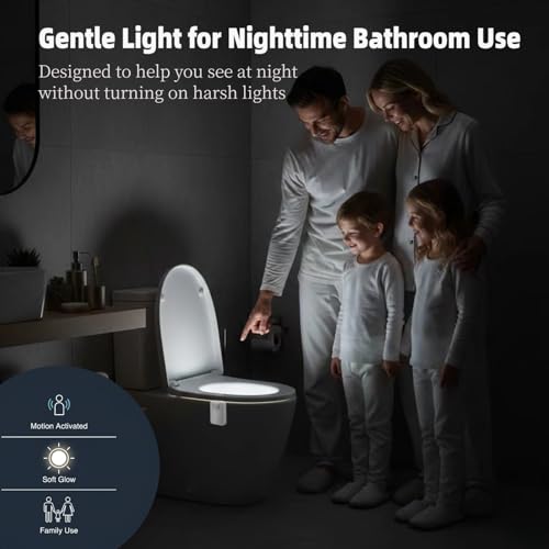 Chunace Motion Sensor Toilet Night Light 2 Pack - Colorful Bathroom Safety