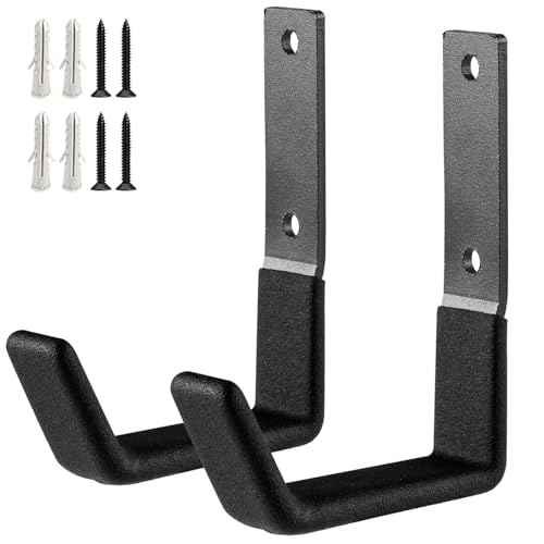 Heavy Duty Wall Mount Hooks, Utility Hooks, Tool Organizer - Steel Garden/Garage Hose Hanger U Hooks (2, Small)