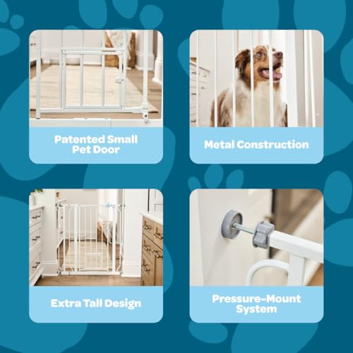 Carlson 36-Inch Extra Tall Walk-Through Dog Gate with Small Pet Door, White, Adjustable 29.5-36.5" Width