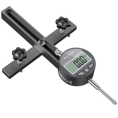 ALLmeter Table Saw Alignment Gauge with Digital Dial Indicator, 3/4in Miter Slot, Black