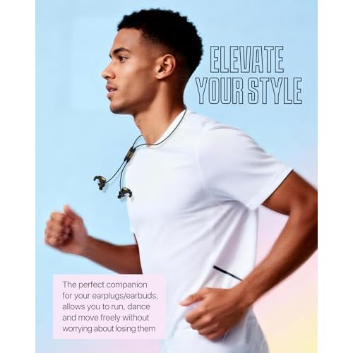 Earplugs Lanyard Connector Cord, Magnetic Tug-Resistant Safety Cord Keep Ear Plugs Secure Handy, Anti-Loss Silicone Strap Works with Any Earplugs, Earphones, Earbuds with Removable Tips