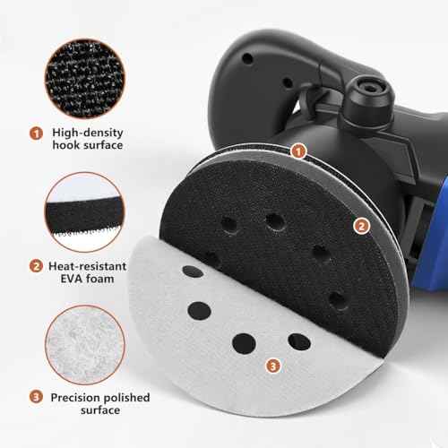 4 Pack 5 Inch Premium Foam Sanding Pads, 8 Holes Hook and Loop Sponge Cushion Buffer Backing Pad, Professional Soft Density Interface Pad for Orbital Sander