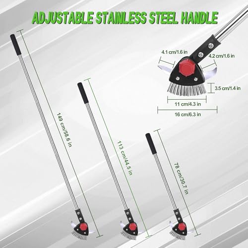 BARAYSTUS 3-in-1 Long Handle Crack Weeder & Crevice Cleaning Tool with Stainless Steel Brush