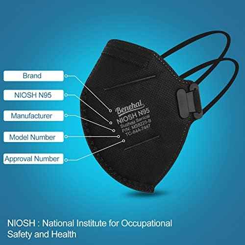 NIOSH Approved N95 Mask Particulate Respirators, N95 Face Masks 10 Pack, Individually Wrapped, Universal Fit£¬Black