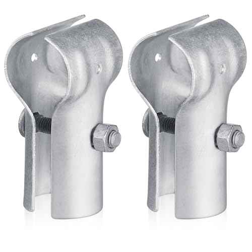 Tandefio 2 Pcs 1-3/8" Pipe Clamp Chain Link Fence T Clamp Galvanized Steel End Rail Clamp for OD Pipe, Bolts and Nuts Included