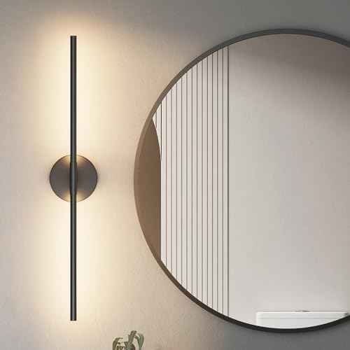 Black Wall Sconce for Bathroom 28In Hardwired Vanity Light Fixture 3000K Indoor Bathroom Sconce Over Mirror 360¡Æ Rotate for Living Room