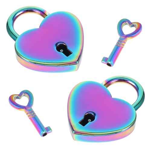 4Pcs Small Heart Shaped Locks with Key Mini Metal Heart Padlock Colorful Personalized Love Padlock Diary Lock and Key Set Heart Lock Mini Lock for Diary Book Travel Suitcase Luggage Box Case Key Keye