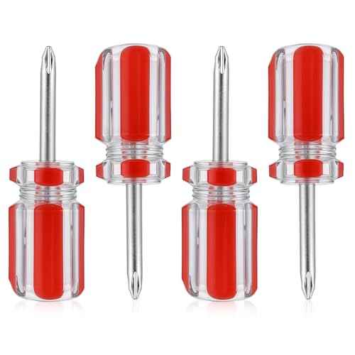 4 Pcs Short Phillips-Head Screwdrivers Stubby Phillips Screwdriver Mini Screwdriver Set with Magnetic Tip Pocket Screwdriver for DIY Repairing