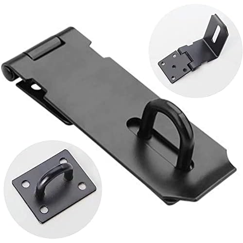 Padlock Hasp 4 Inch Door Hasp Latch Lock Stainless Steel Padlock Clasp Black Hasp Lock Gate Hasp with Fixing Screw for External Doors Window Cabinet Pet Cage