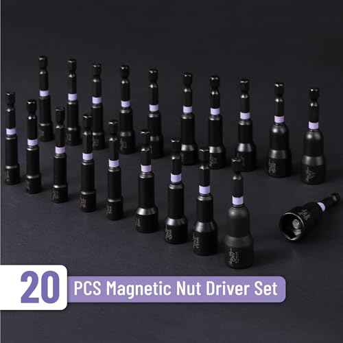 Bates Choice Magnetic Nut Driver Set, 20pc, Metric & SAE, 5-13mm, 3/16"-1/2", Hex Nut Driver Set with Storage Bag