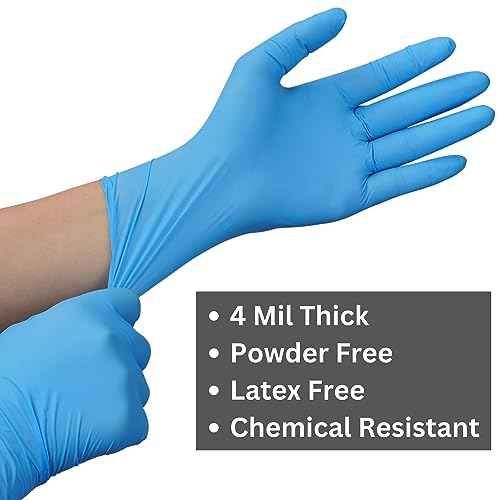 Nitrile Exam Gloves Latex Free & Powder Free Disposable Gloves for Cleaning, Food Safe, Medical Use - 4 Mil