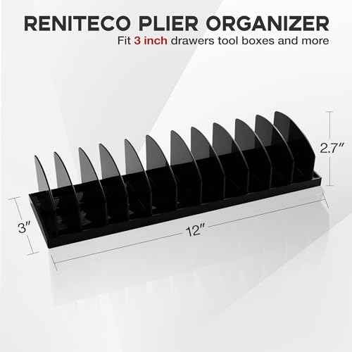 Plier Organizer Black Pliers Holder With Adjustable Dividers Non-Slip Rubber Base for Customizable Versatile Plier Set Storage Rack