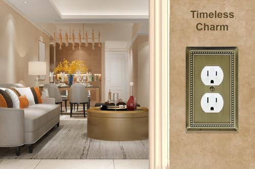OKAWYC Single Duplex Light Switch Cover Beaded Antique Brass Wall Plate 4-Pack