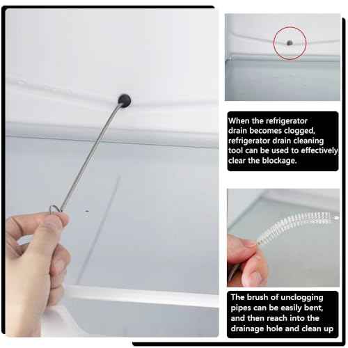 5pcs Refrigerator Drain Cleaning Tool, Reusable Fridge Dredging Kit, Remover Cleaning Tool for Refrigerator Drain Hole, Perfect Water Line Buddy for Drain Cleaning in Our Home