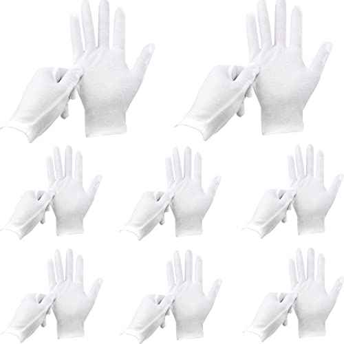 12 Pairs Soft Cotton Gloves - White, Stretchable Lining, Medium Size
