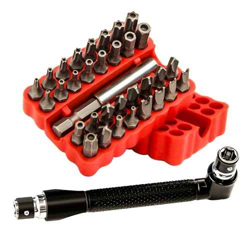 34pcs Security Bit Set 1/4 Inch Hex Shank Screwdriver Bit Set,Tamper Proof Bits-Torx+Hex+Tri Wing+Star+Spanner for Torx Security Screwdriver Set,High Hardness Impact Driver Bit Set(Red+Wrench)