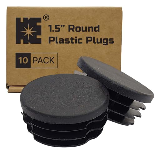 HE COSMOSTAR 1.5-Inch Round Plastic End Caps for 1.35-1.42 Inch Tubes, Black, 10 Pack
