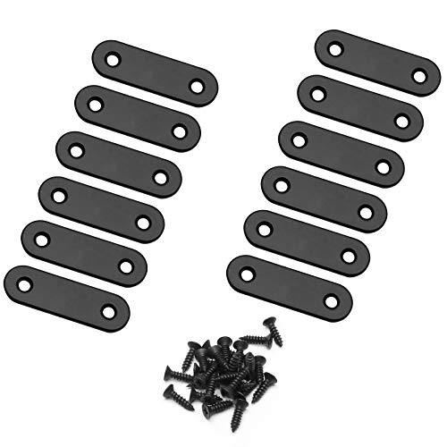 Jiozermi 12 Pack Matte Black 2 x 0.6 Inch Steel Corner Braces for Furniture