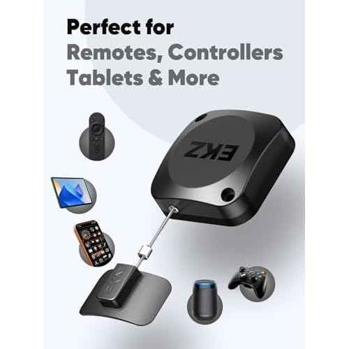 EKZ 8ft Retractable Remote Control Cable Tether Lock - Anti-Loss Security Lanyard with Adjustable Locking Leash Length Clasp for Game Controllers, Tablets, Home, Office, Showroom ? 4 Pack