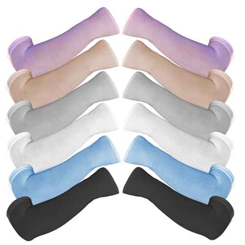 6 Pairs UV Protection Arm Sleeves for Men Women Cooling Tattoo Cover Up, Sun Compression Sleeve Breathable Multicolor