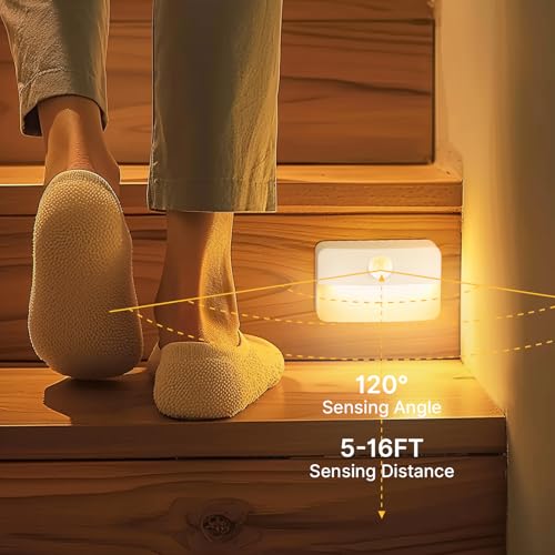 White Battery-Powered Motion Sensor Night Lights - 8 Pack for Indoor Use