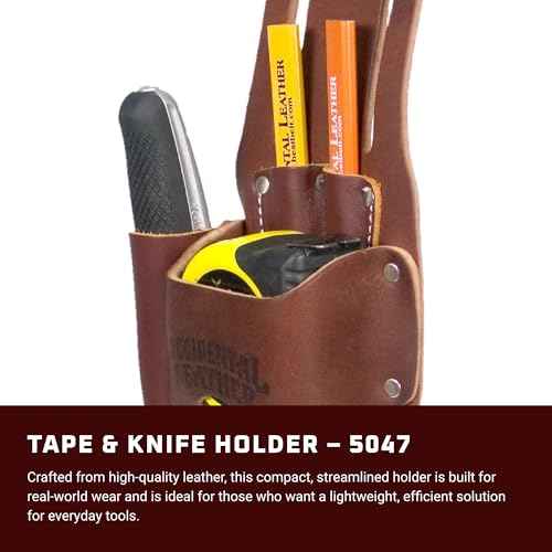 Occidental Leather Tape & Knife Holder - Holds Utility Knife, 2 Pencils & 35¡¯ Tape or 25¡¯ FatMax Holder for Chalk Lines - Made in USA