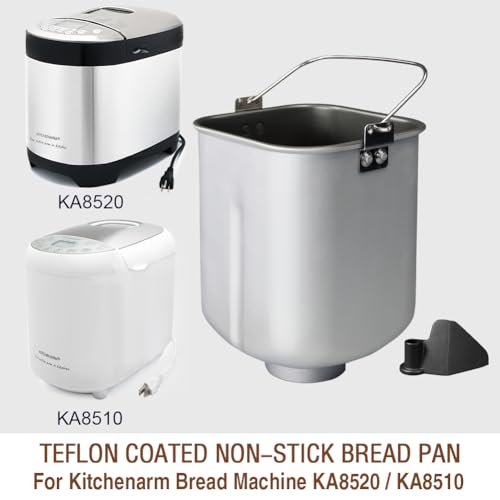 KitchenArm 2LB Vertical Bread Pan with Kneading Paddle, Teflon Nonstick, Silver Inside Black Outside (KA8520/KA8510) – Replacement Part